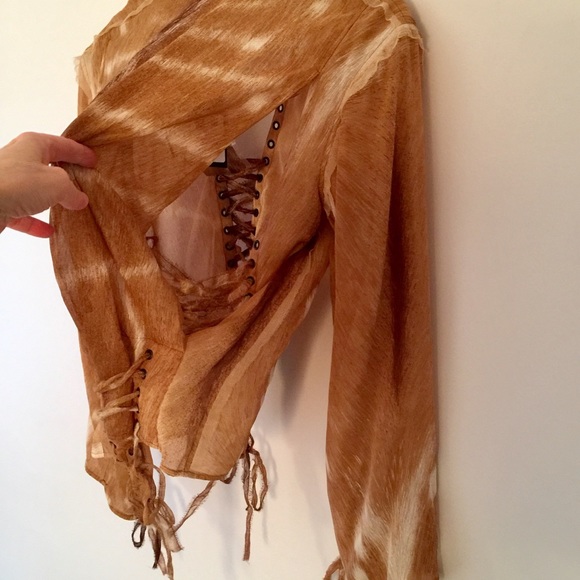 VERY RARE VINTAGE NWT LEGENDARY YVES ST LAURENT SILK RIVE GOUCHE SAFARI BLOUSE - Picture 6 of 15